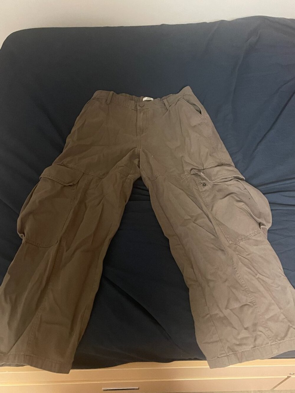 ardene brown wide leg cargo pants - baggy utility trousers size M